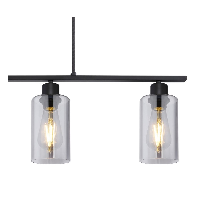 Globo - Ljuskrona med textilsladd 4xE27/60W/230V svart