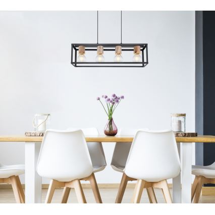 Globo 15476-4H - Ljuskrona med snöre HAGAR 4xE27/60W/230V