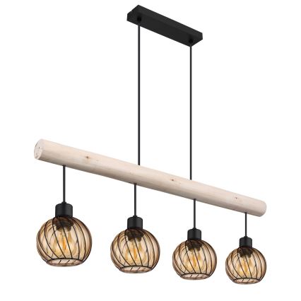 Globo - Ljuskrona med textilsladd 4xE27/15W/230V