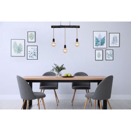 Globo - Ljuskrona med textilsladd 3xE27/60W/230V