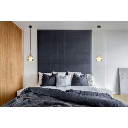 Globo - Ljuskrona med textilsladd 1xE27/60W/230V diameter 20 cm svart