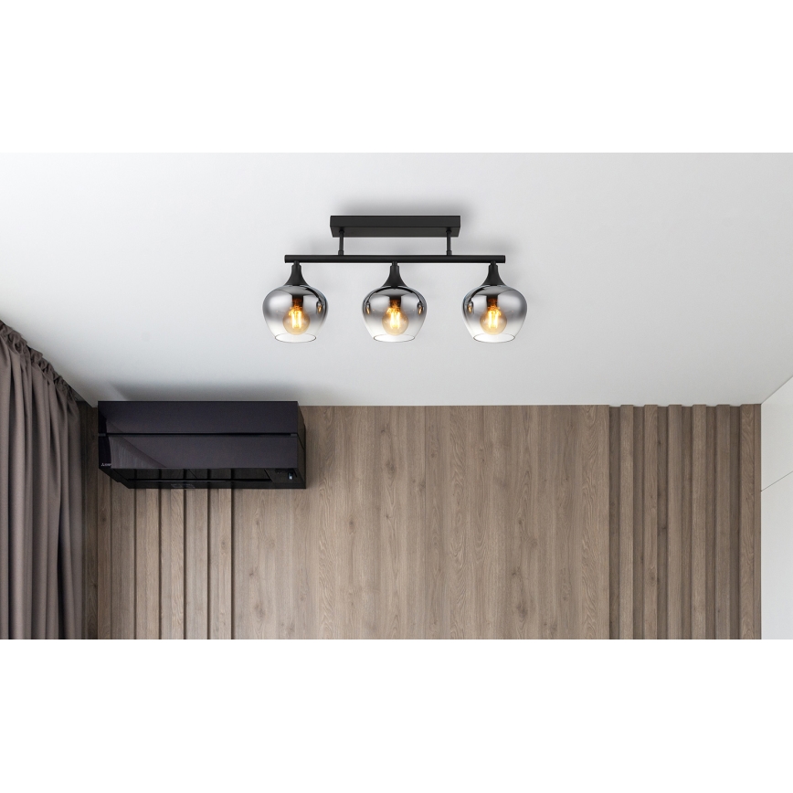 Globo - Ytmonterad ljuskrona 3xE27/40W/230V svart