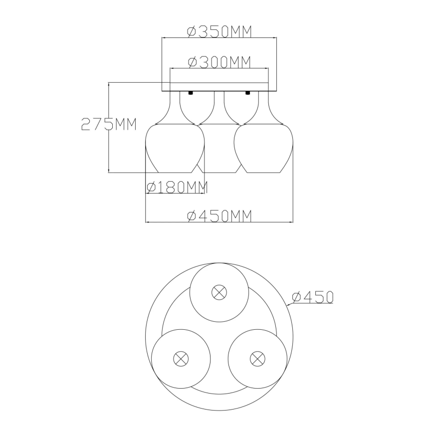 Globo - Ytmonterad ljuskrona 3xE27/40W/230V antracit