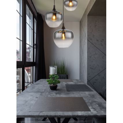 Globo - Ljuskrona med textilsladd 3xE27/40W/230V diameter 48 cm svart