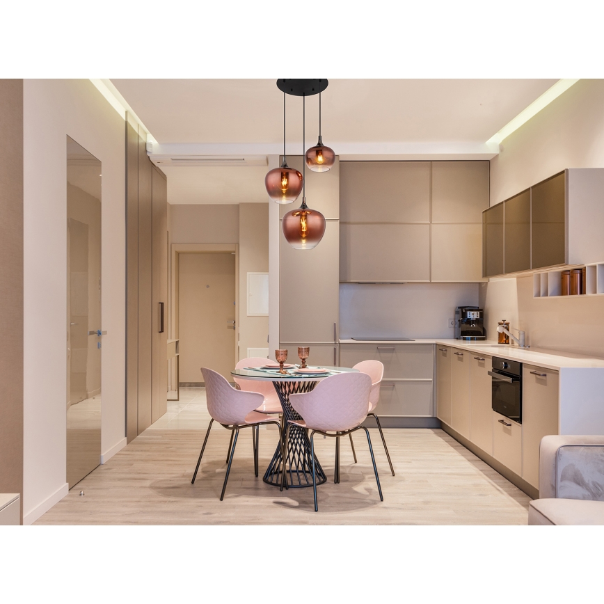 Globo - Ljuskrona med textilsladd 3xE27/40W/230V koppar