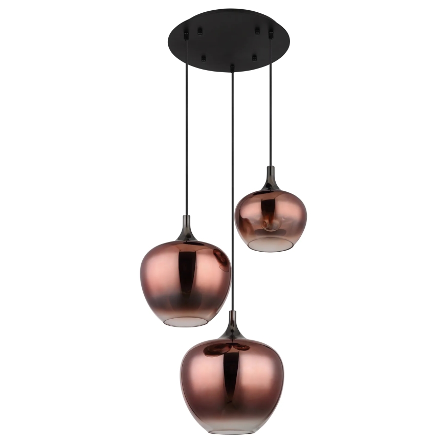 Globo - Ljuskrona med textilsladd 3xE27/40W/230V koppar