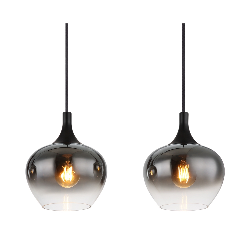 Globo - Pendellampa på kabel 4xE27/40W/230V svart