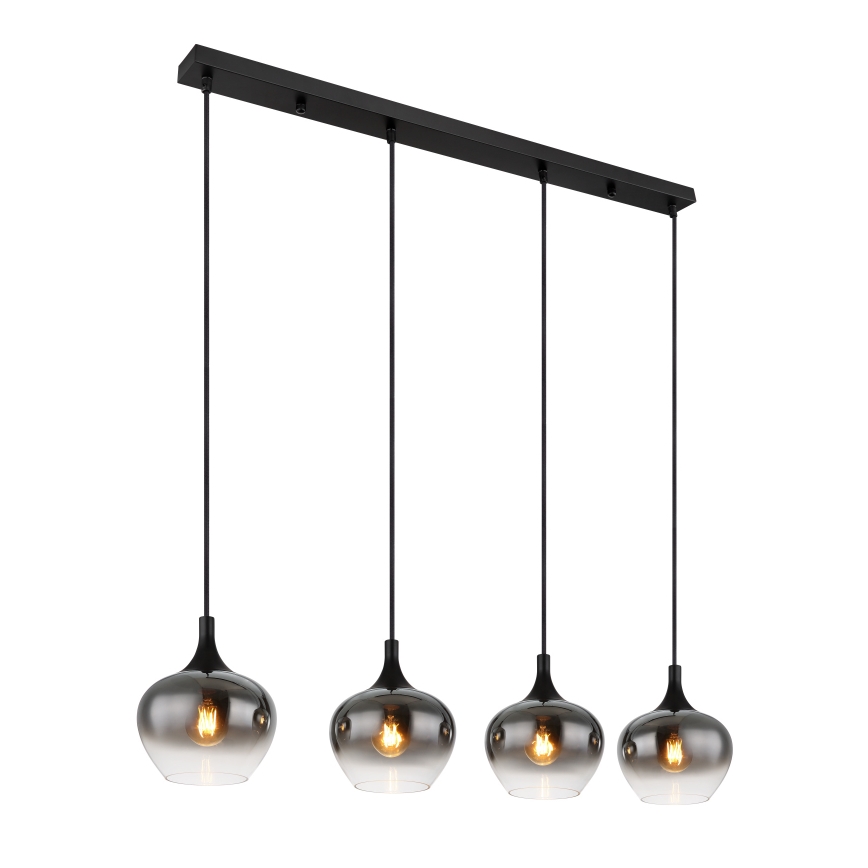 Globo - Pendellampa på kabel 4xE27/40W/230V svart