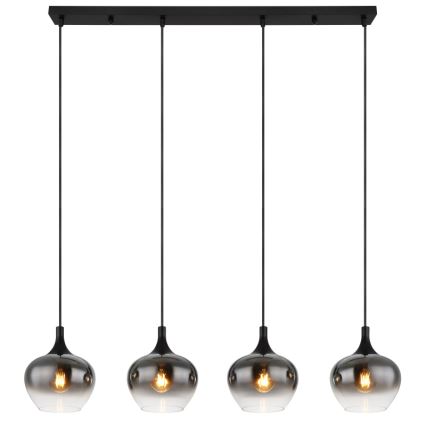 Globo - Pendellampa på kabel 4xE27/40W/230V svart