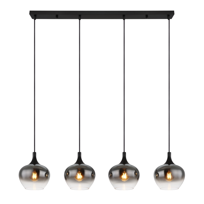 Globo - Pendellampa på kabel 4xE27/40W/230V svart