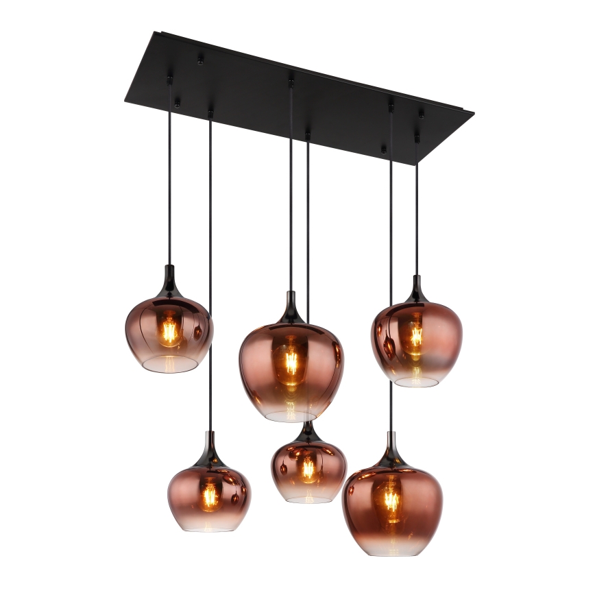 Globo - Pendellampa på kabel 6xE27/40W/230V koppar