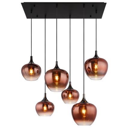Globo - Pendellampa på kabel 6xE27/40W/230V koppar