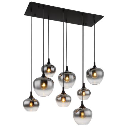Globo - Taklampa på vajer 8xE27/40W/230V svart