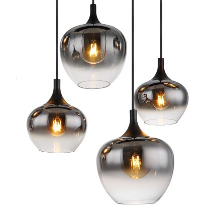 Globo - Taklampa på vajer 8xE27/40W/230V svart