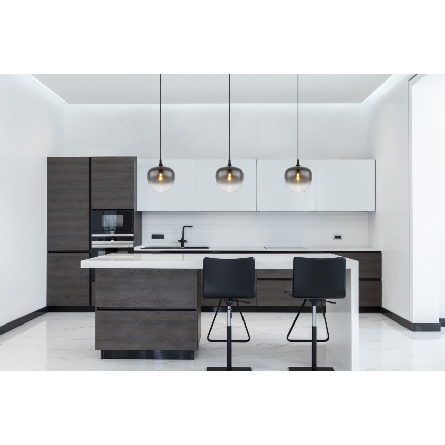 Globo - Ljuskrona med textilsladd 1xE27/60W/230V diameter 29 cm svart