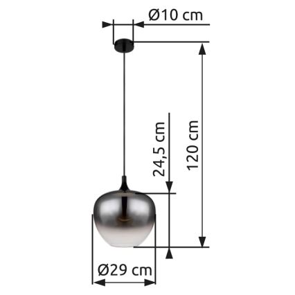 Globo - Ljuskrona med textilsladd 1xE27/60W/230V diameter 29 cm svart