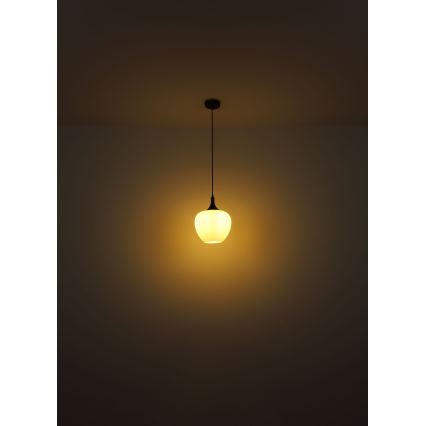 Globo - Ljuskrona med textilsladd 1xE27/60W/230V diameter 29 cm vit/brun