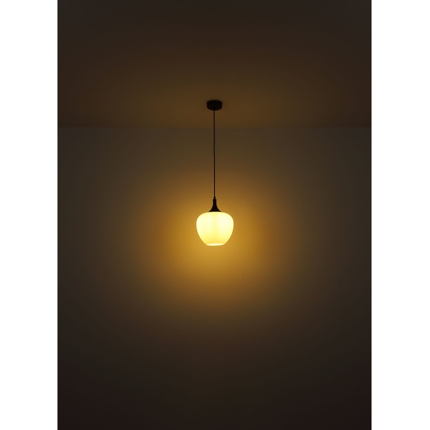 Globo - Ljuskrona med textilsladd 1xE27/60W/230V diameter 29 cm vit/brun