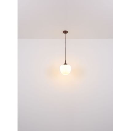 Globo - Ljuskrona med textilsladd 1xE27/60W/230V diameter 29 cm vit/brun