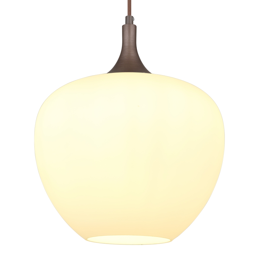 Globo - Ljuskrona med textilsladd 1xE27/60W/230V diameter 29 cm vit/brun