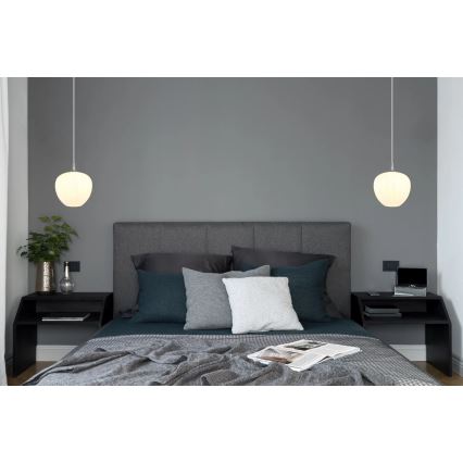 Globo - Ljuskrona med textilsladd 1xE27/60W/230V diameter 29 cm vit