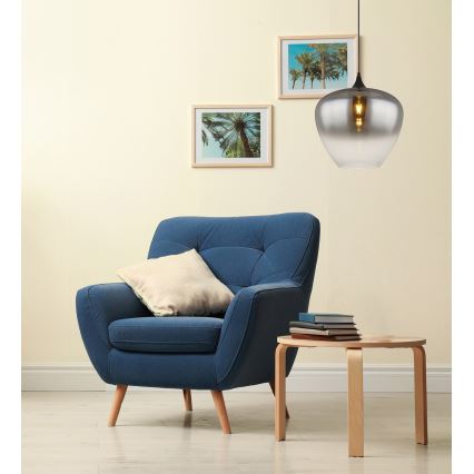 Globo - Ljuskrona med textilsladd 1xE27/60W/230V diameter 40 cm svart