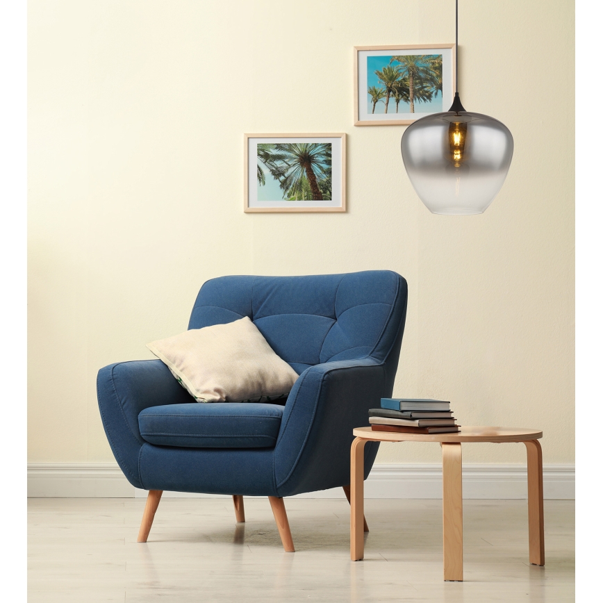 Globo - Ljuskrona med textilsladd 1xE27/60W/230V diameter 40 cm svart