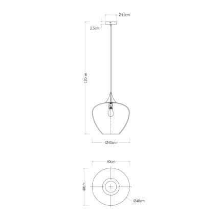 Globo - Ljuskrona med textilsladd 1xE27/60W/230V diameter 40 cm svart