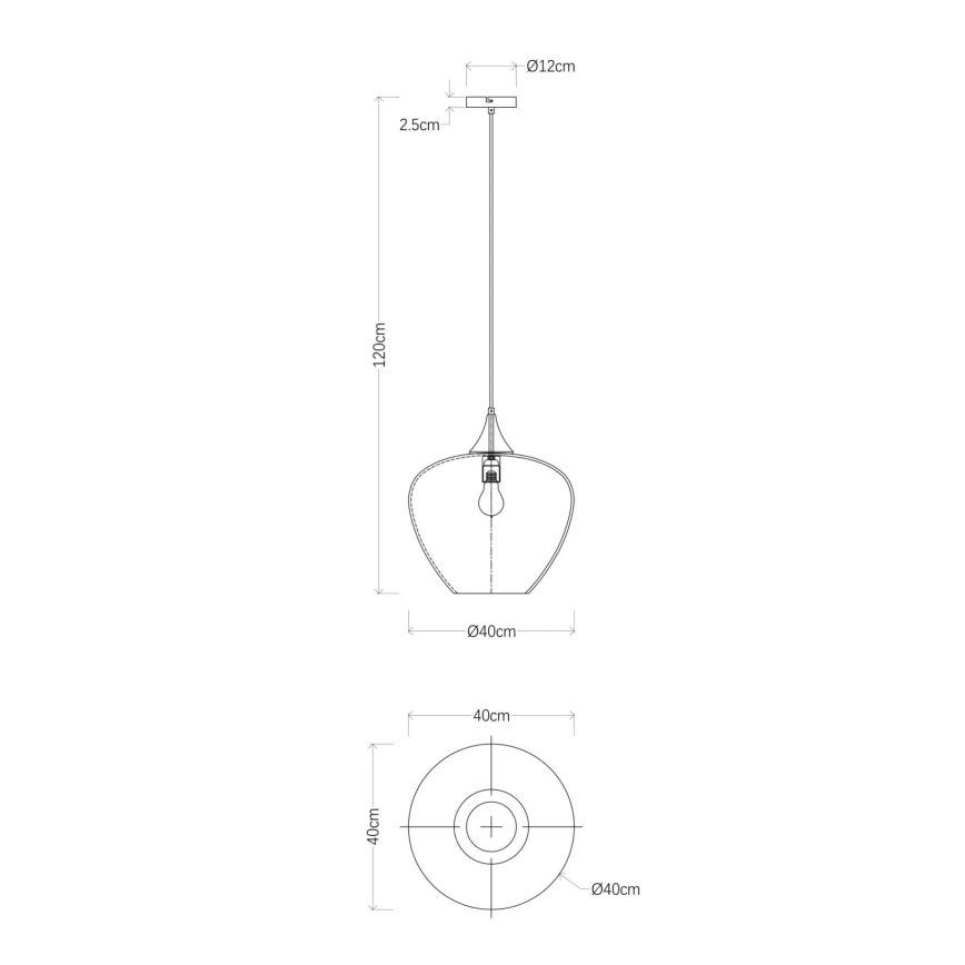 Globo - Ljuskrona med textilsladd 1xE27/60W/230V diameter 40 cm svart