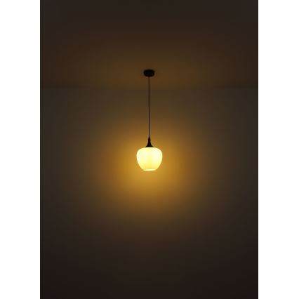 Globo - Ljuskrona med textilsladd 1xE27/60W/230V diameter 24 cm vit/brun