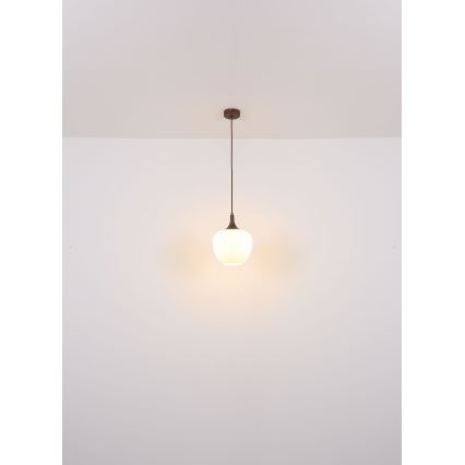 Globo - Ljuskrona med textilsladd 1xE27/60W/230V diameter 24 cm vit/brun