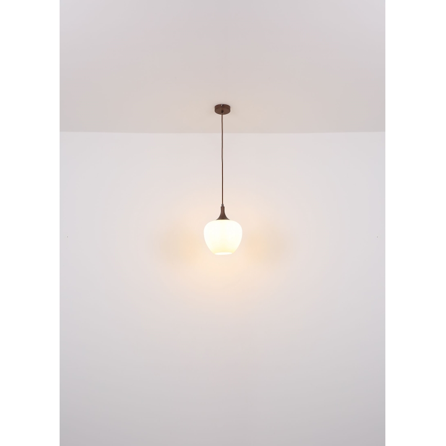 Globo - Ljuskrona med textilsladd 1xE27/60W/230V diameter 24 cm vit/brun