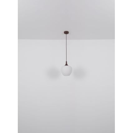 Globo - Ljuskrona med textilsladd 1xE27/60W/230V diameter 24 cm vit/brun