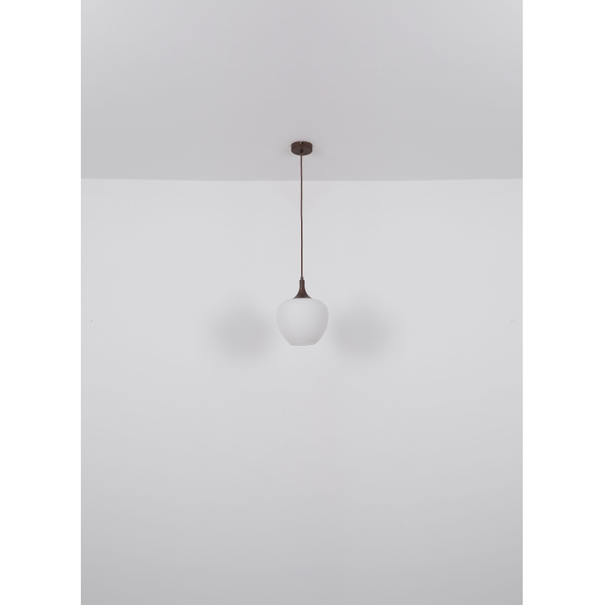 Globo - Ljuskrona med textilsladd 1xE27/60W/230V diameter 24 cm vit/brun