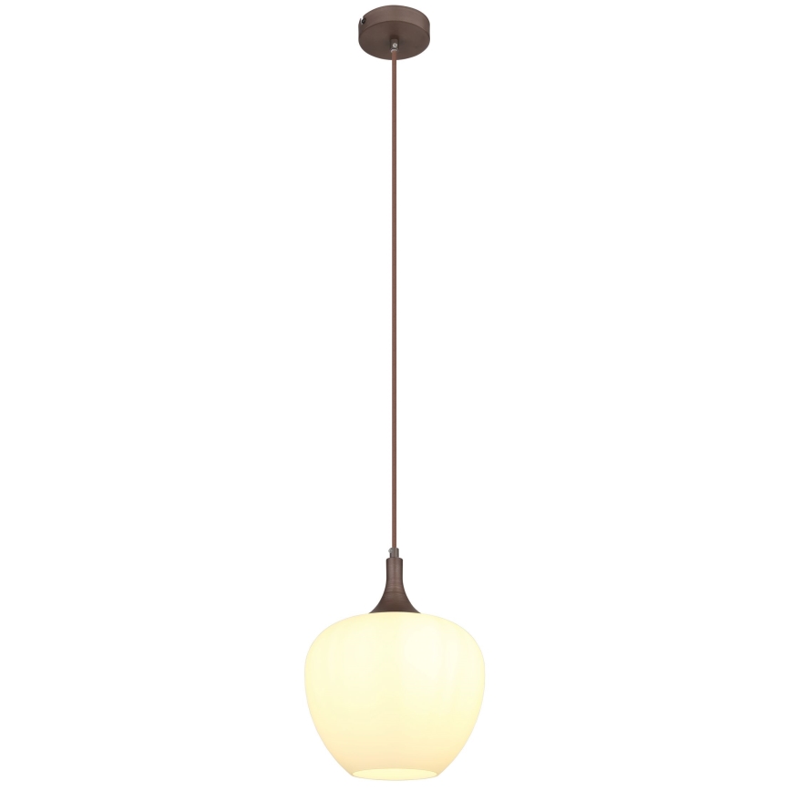 Globo - Ljuskrona med textilsladd 1xE27/60W/230V diameter 24 cm vit/brun