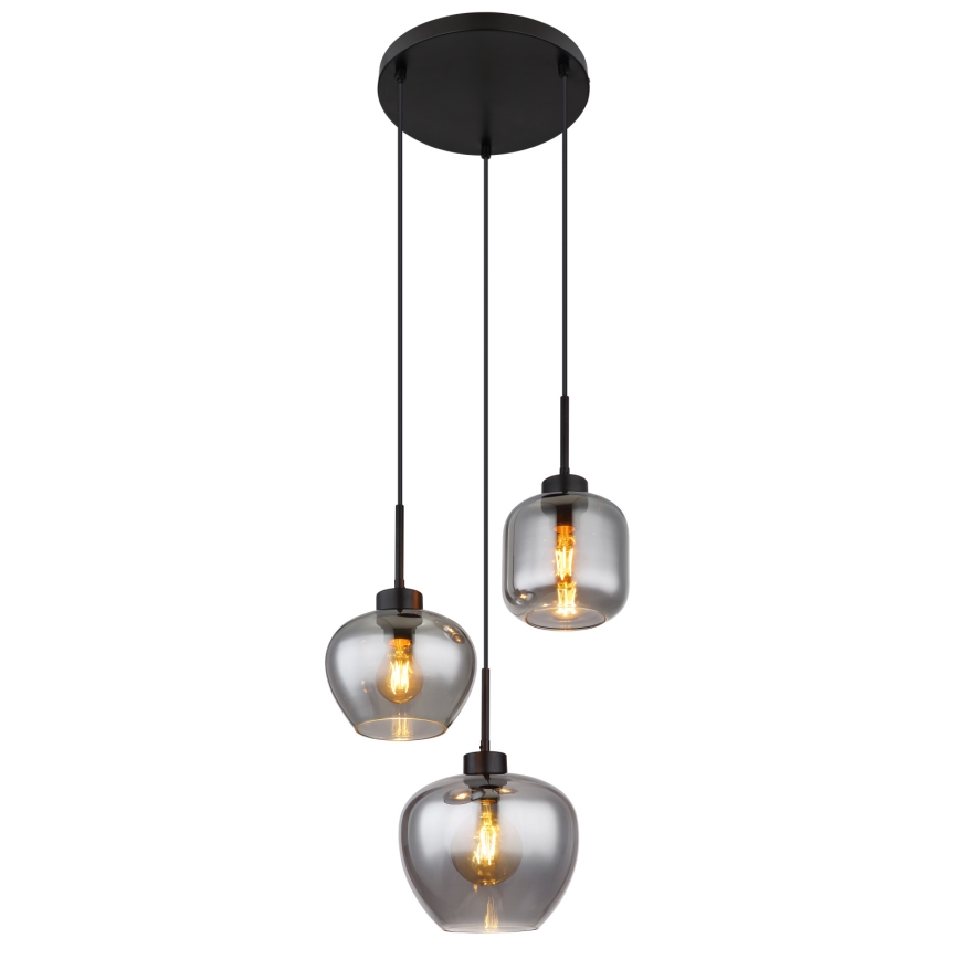 Globo - Pendellampa med sladd 3xE27/40W/230V svart
