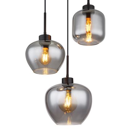 Globo - Pendellampa med sladd 3xE27/40W/230V svart