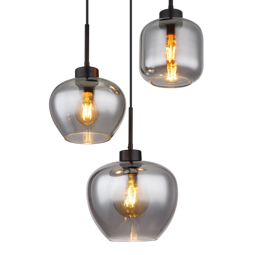 Globo - Pendellampa med sladd 3xE27/40W/230V svart