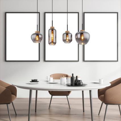 Globo - Ljuskrona med textilsladd 4xE27/40W/230V