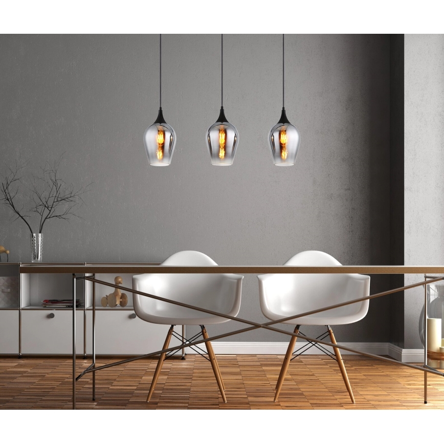 Globo - Ljuskrona med textilsladd 3xE27/60W/230V