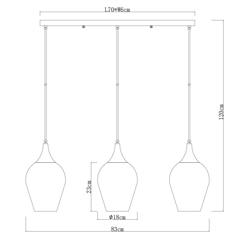 Globo - Ljuskrona med textilsladd 3xE27/60W/230V