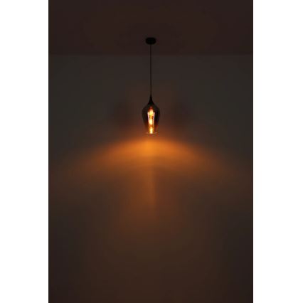 Globo - Ljuskrona med textilsladd 1xE27/60W/230V diameter 18 cm koppar