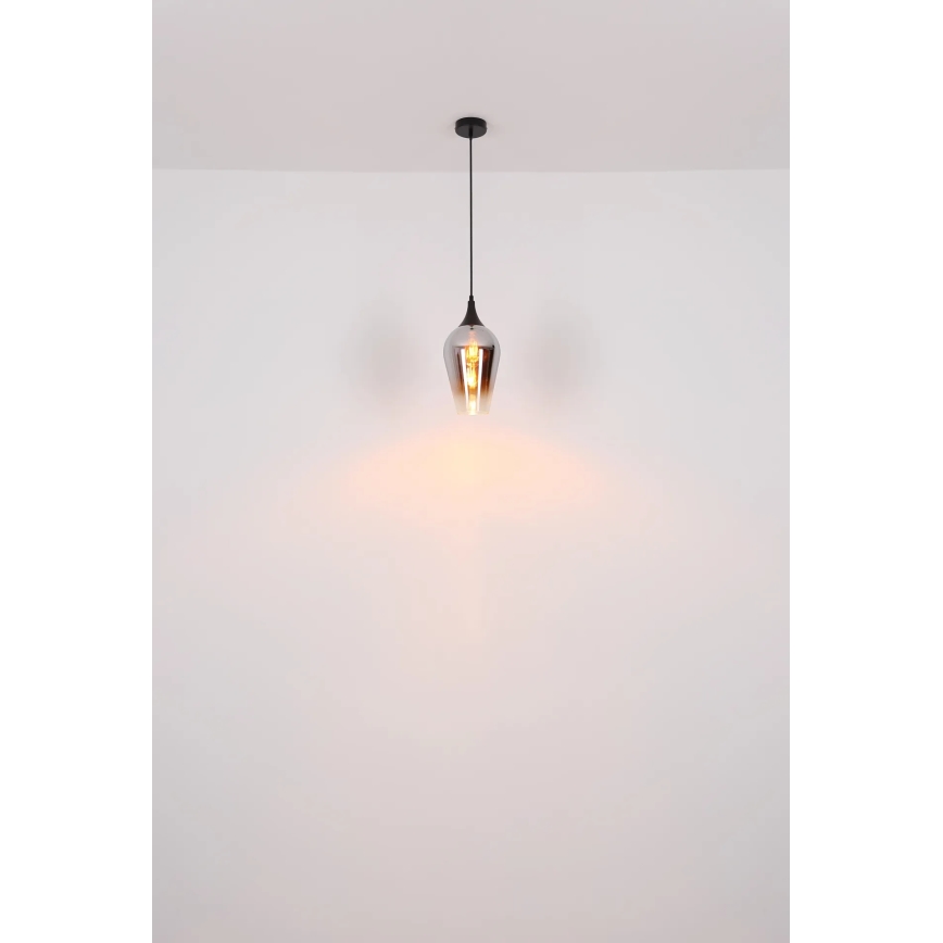 Globo - Ljuskrona med textilsladd 1xE27/60W/230V diameter 18 cm koppar