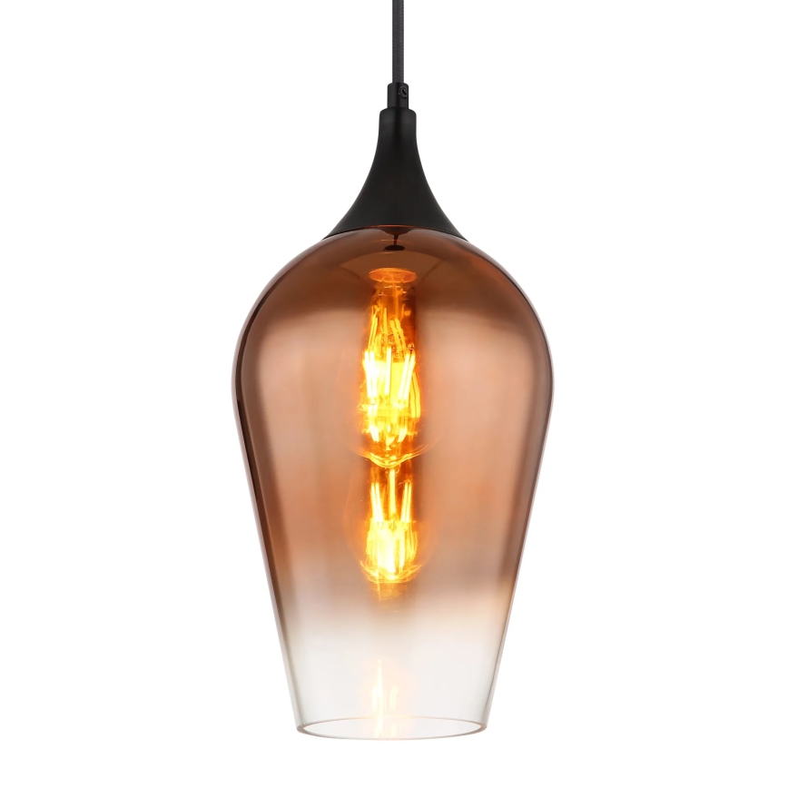 Globo - Ljuskrona med textilsladd 1xE27/60W/230V diameter 18 cm koppar