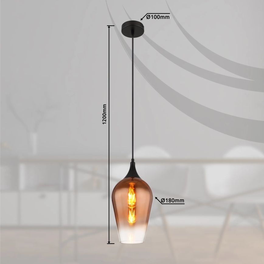 Globo - Ljuskrona med textilsladd 1xE27/60W/230V diameter 18 cm koppar