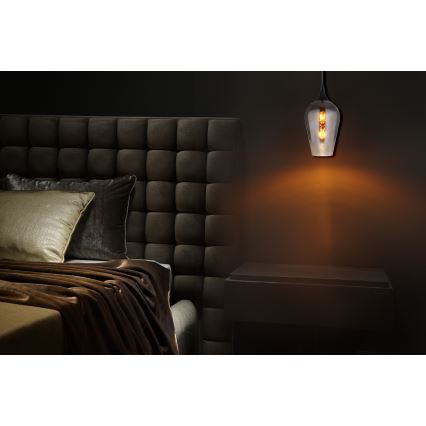 Globo - Ljuskrona med textilsladd 1xE27/60W/230V diameter 18 cm svart