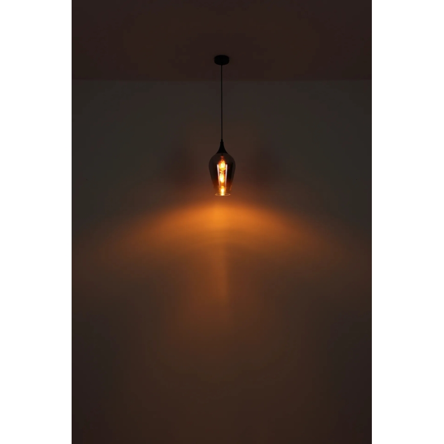 Globo - Ljuskrona med textilsladd 1xE27/60W/230V diameter 18 cm svart