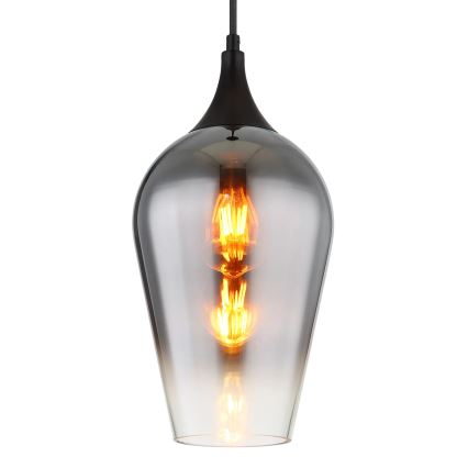 Globo - Ljuskrona med textilsladd 1xE27/60W/230V diameter 18 cm svart