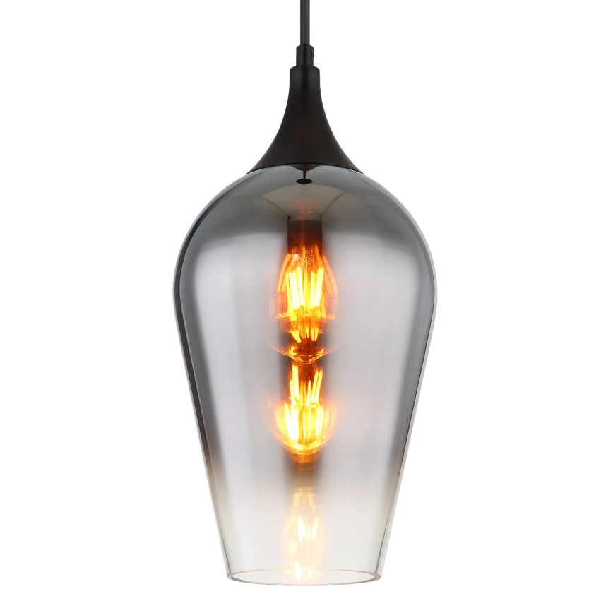 Globo - Ljuskrona med textilsladd 1xE27/60W/230V diameter 18 cm svart