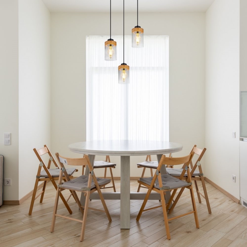 Globo - Taklampa 3xE27/40W/230V metall/trä